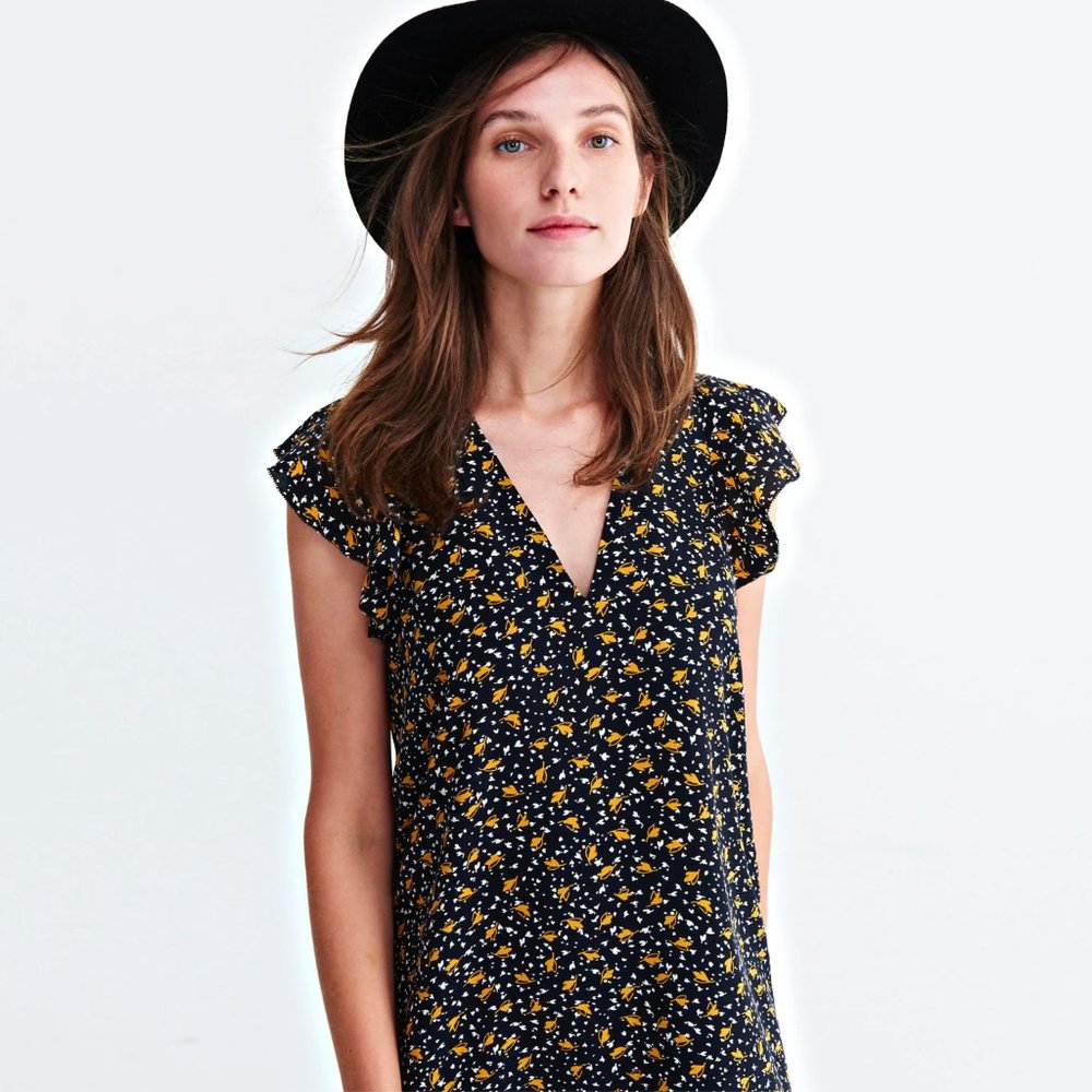 Madewell Silk Falling Leaves Mini Dress